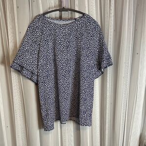 Navy Blue Animal Print Women's Top